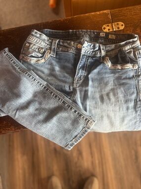 Miss Me Light Blue Embroidered Waistband Jeans